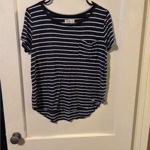 Hollister Blue and White Long Sleeve Tee